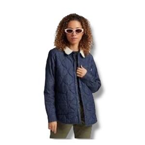 Burton Grace Insulated Quilted Jacket Womens XS Blue Sherpa Collar Gorpcore